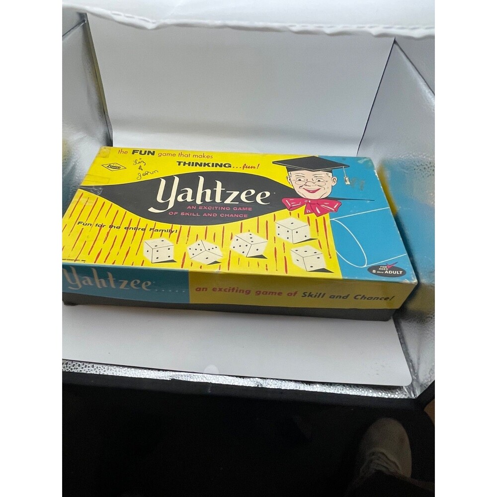 Vintage Yahtzee Game Complete Dice Cup Score Pads Lowe Family Game